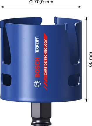 Sierra de corona Bosch EXPERT para materiales de construcción 70 x 60 mm.